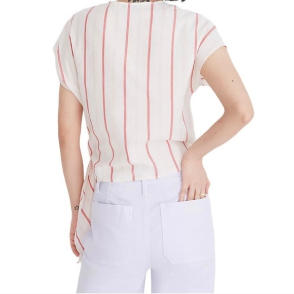 New, Madewell Montpellier stripe wrap top with sash ties women's size XXL - Picture 2 of 13